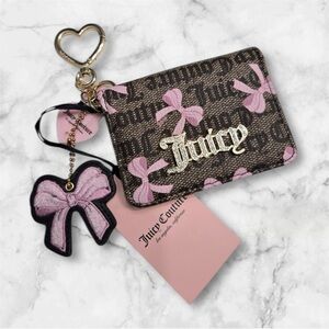 Juicy Couture Pink and Brown Card Holder with Gold Logo